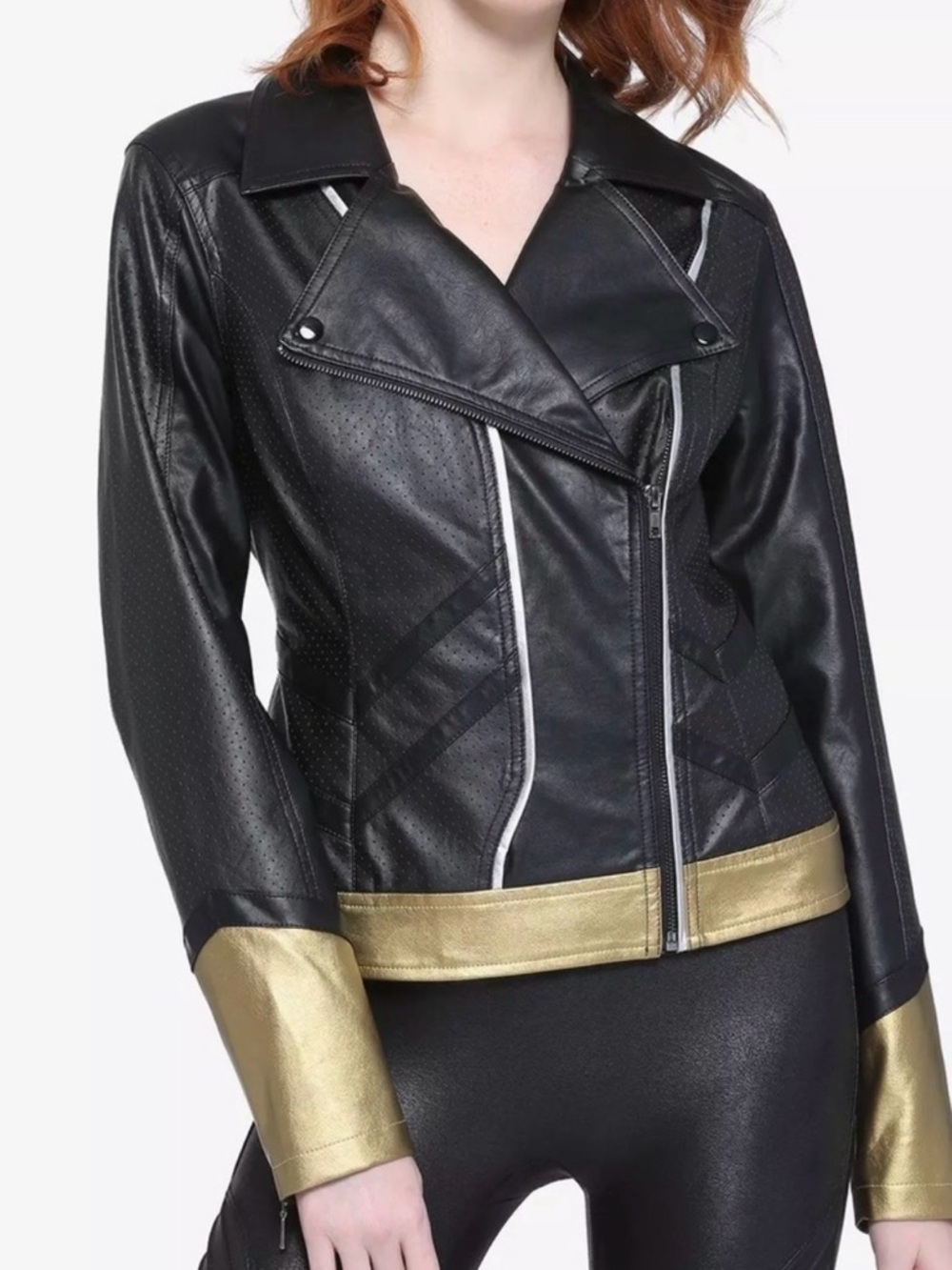 Marvel Black Widow Her Universe Faux Leather Moto Jacket Size Medium MD Women’s